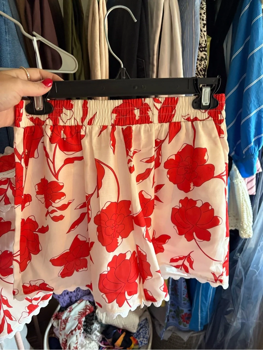 NWT Strapless Floral Romper in White with Red Flowers